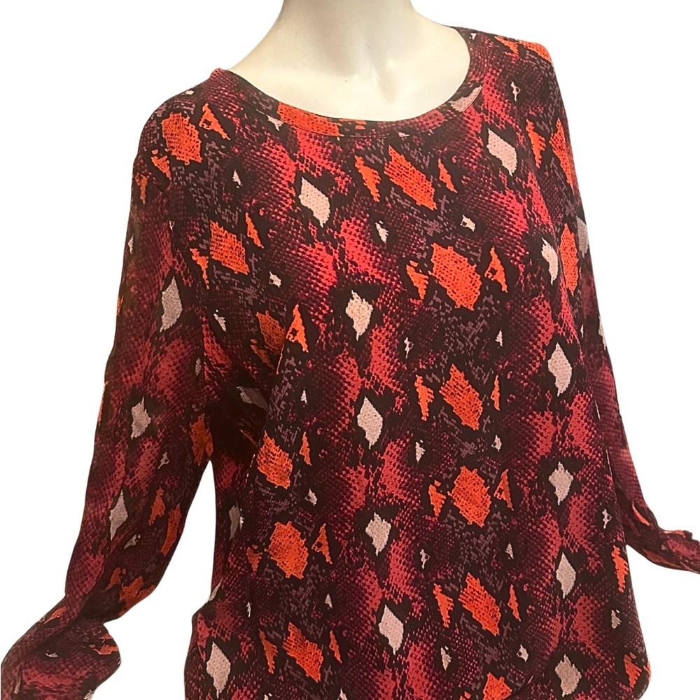 Equipment 100% Silk Red Python Blouse , L